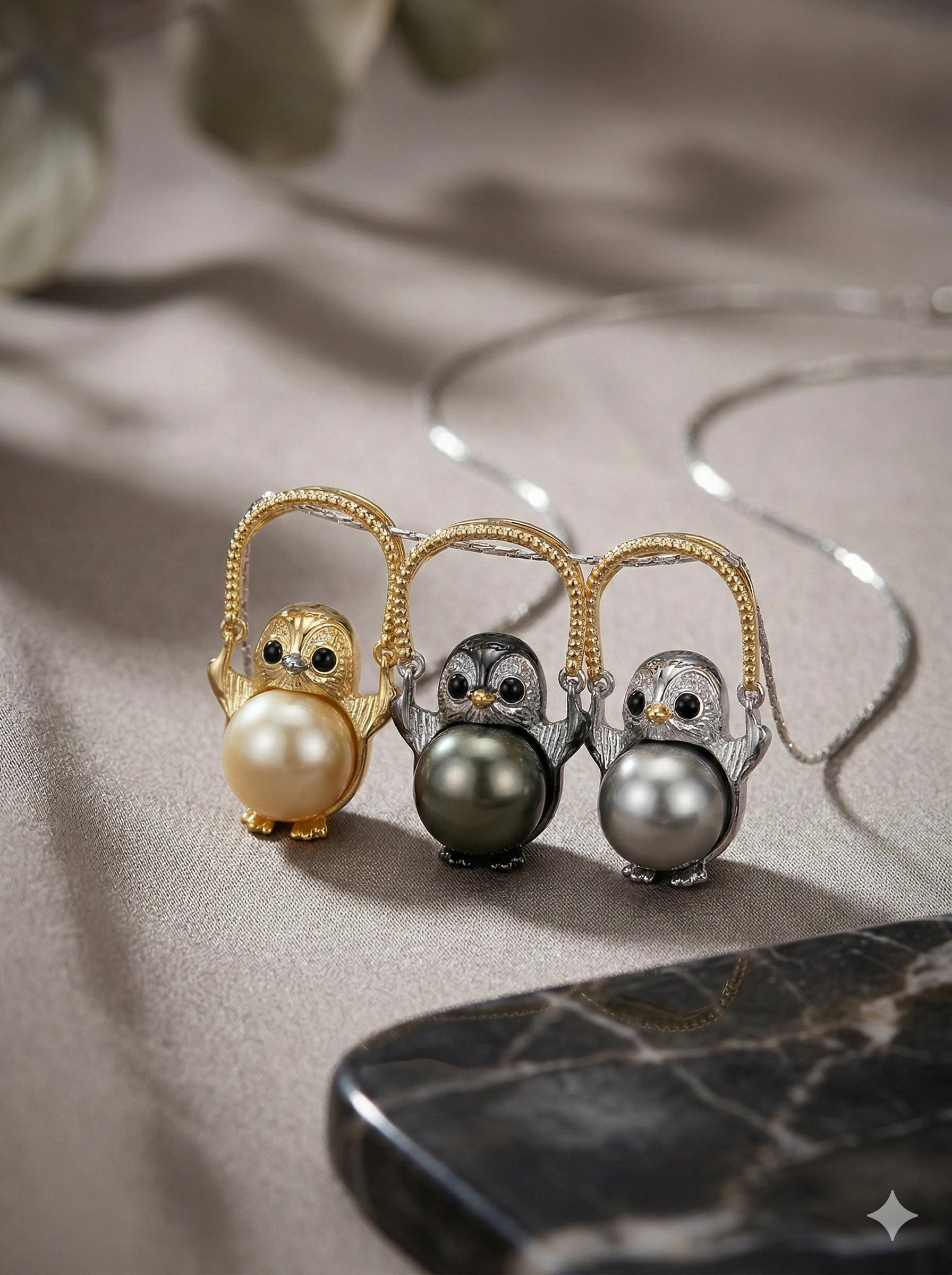 Penguin Pearl Pendant Necklace