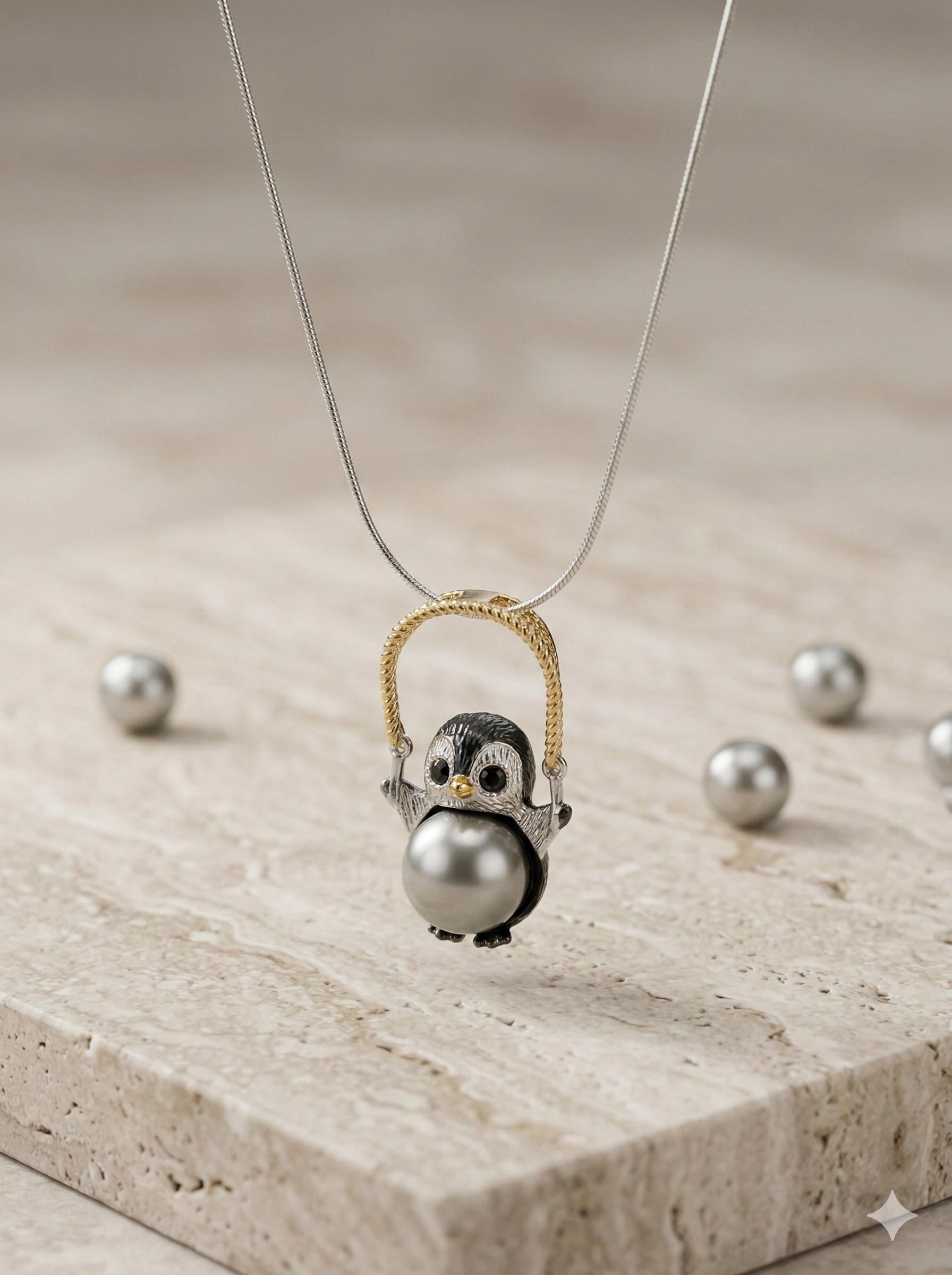 Penguin Pearl Pendant Necklace