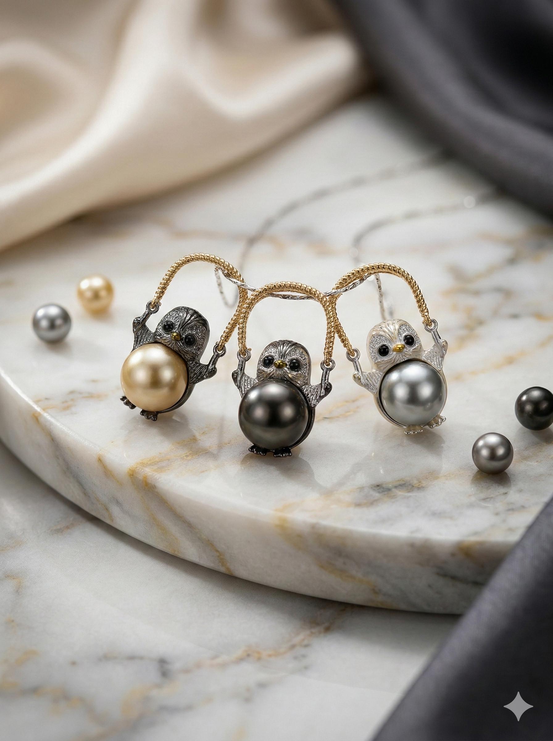 Penguin Pearl Pendant Necklace