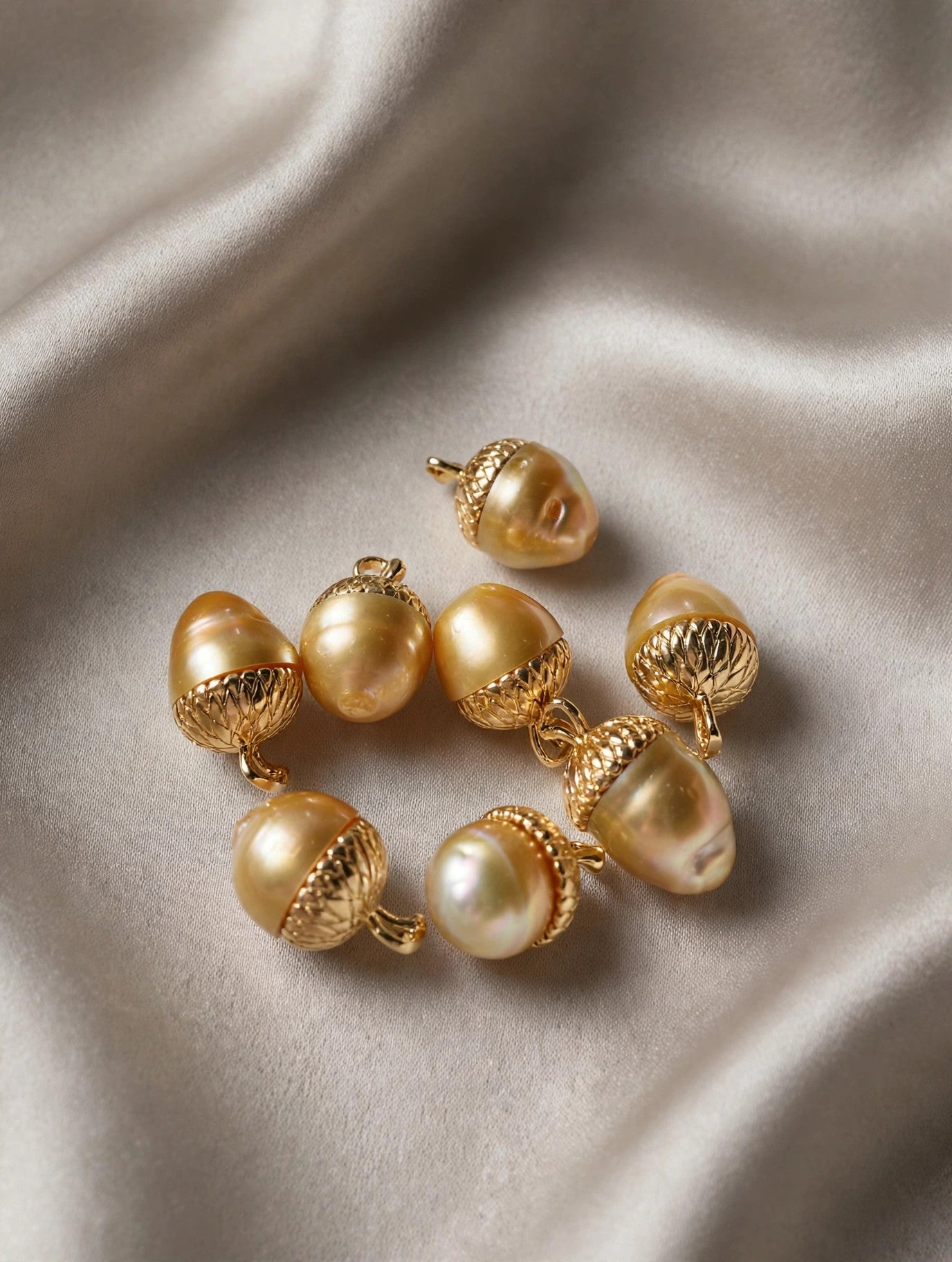 Golden Acorn Pendant — Cultured Golden South Sea Pearl