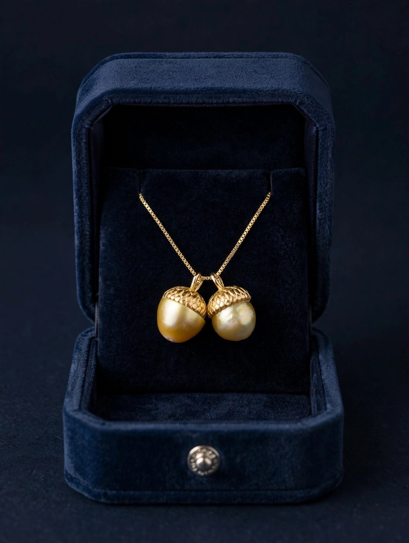 Golden Acorn Pendant — Cultured Golden South Sea Pearl