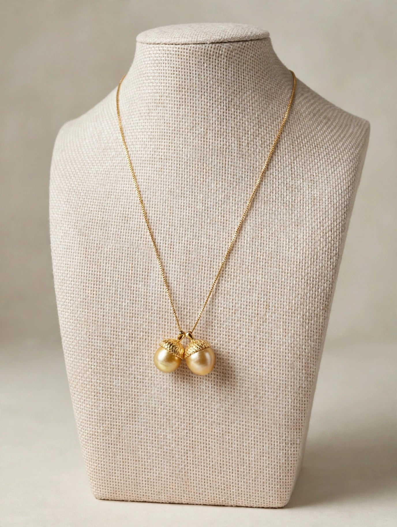 Golden Acorn Pendant — Cultured Golden South Sea Pearl