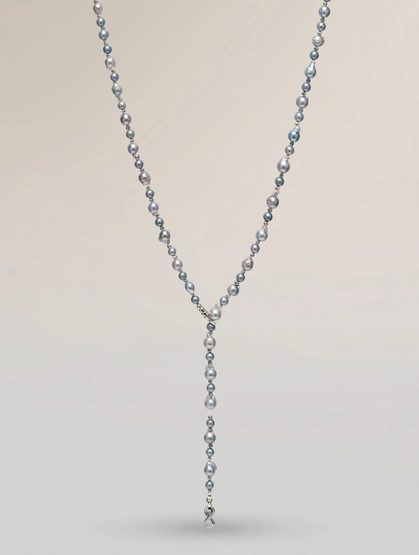 Extra-Long Multicolor Blue Akoya Pearl Necklace — 80cm Opera Strand, 3 Ways to Wear