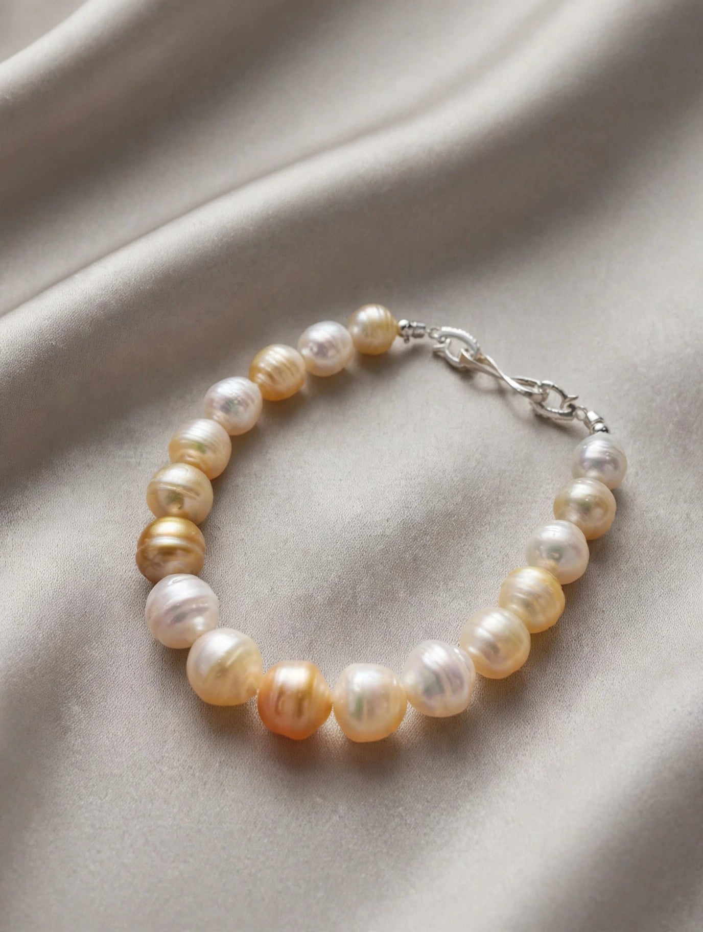 South Sea White & Golden Baroque Pearl Bracelet