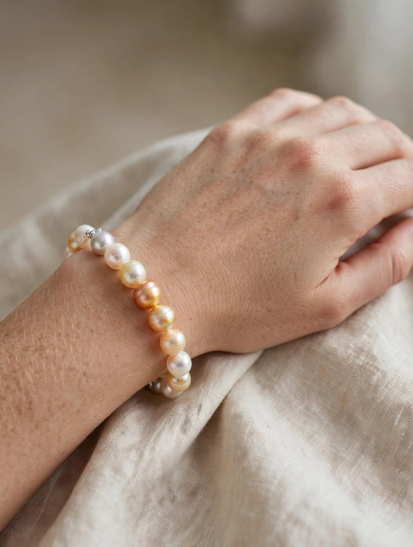 South Sea White & Golden Baroque Pearl Bracelet