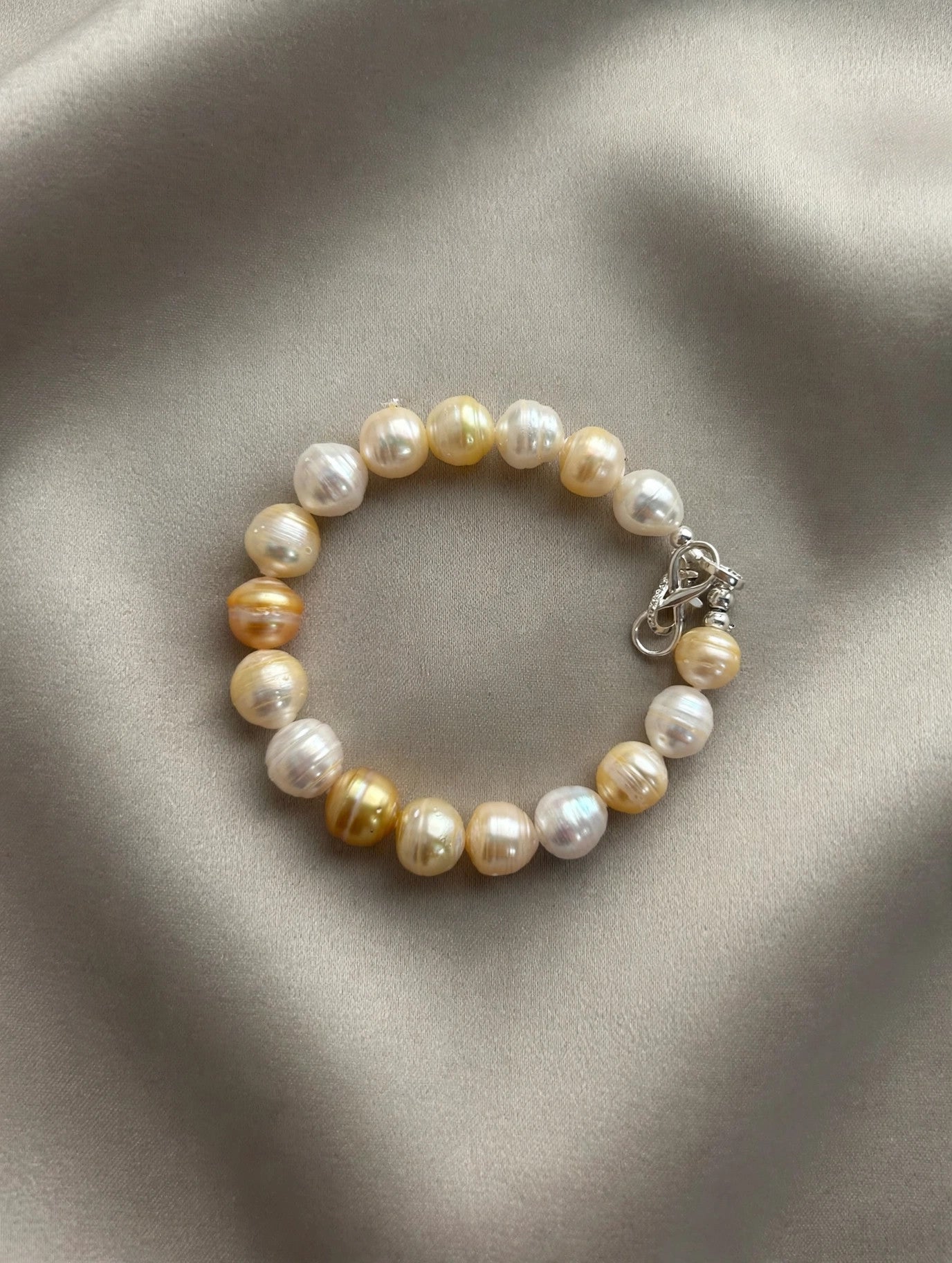 South Sea White & Golden Baroque Pearl Bracelet