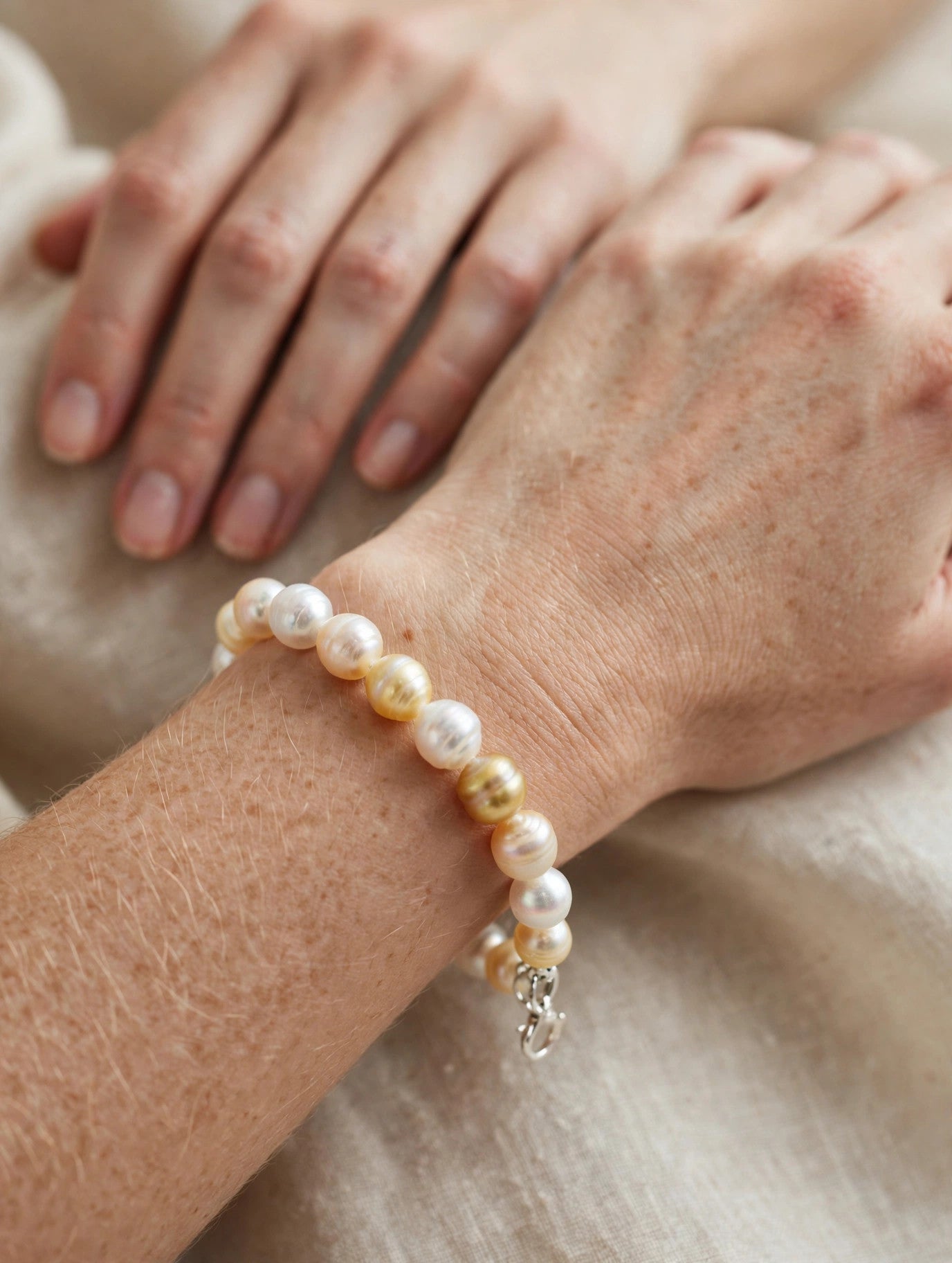 South Sea White & Golden Baroque Pearl Bracelet