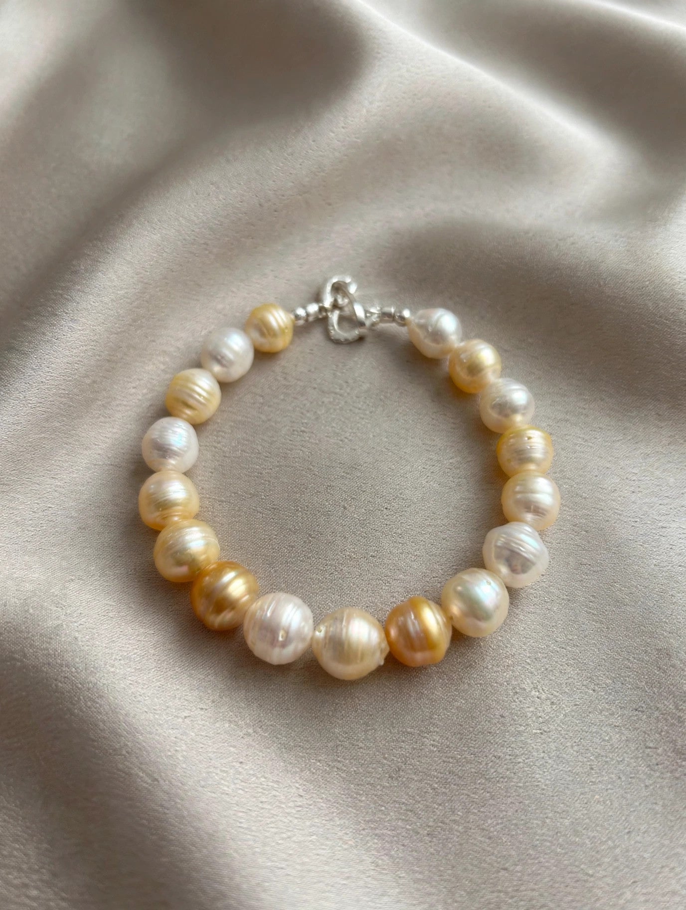 South Sea White & Golden Baroque Pearl Bracelet