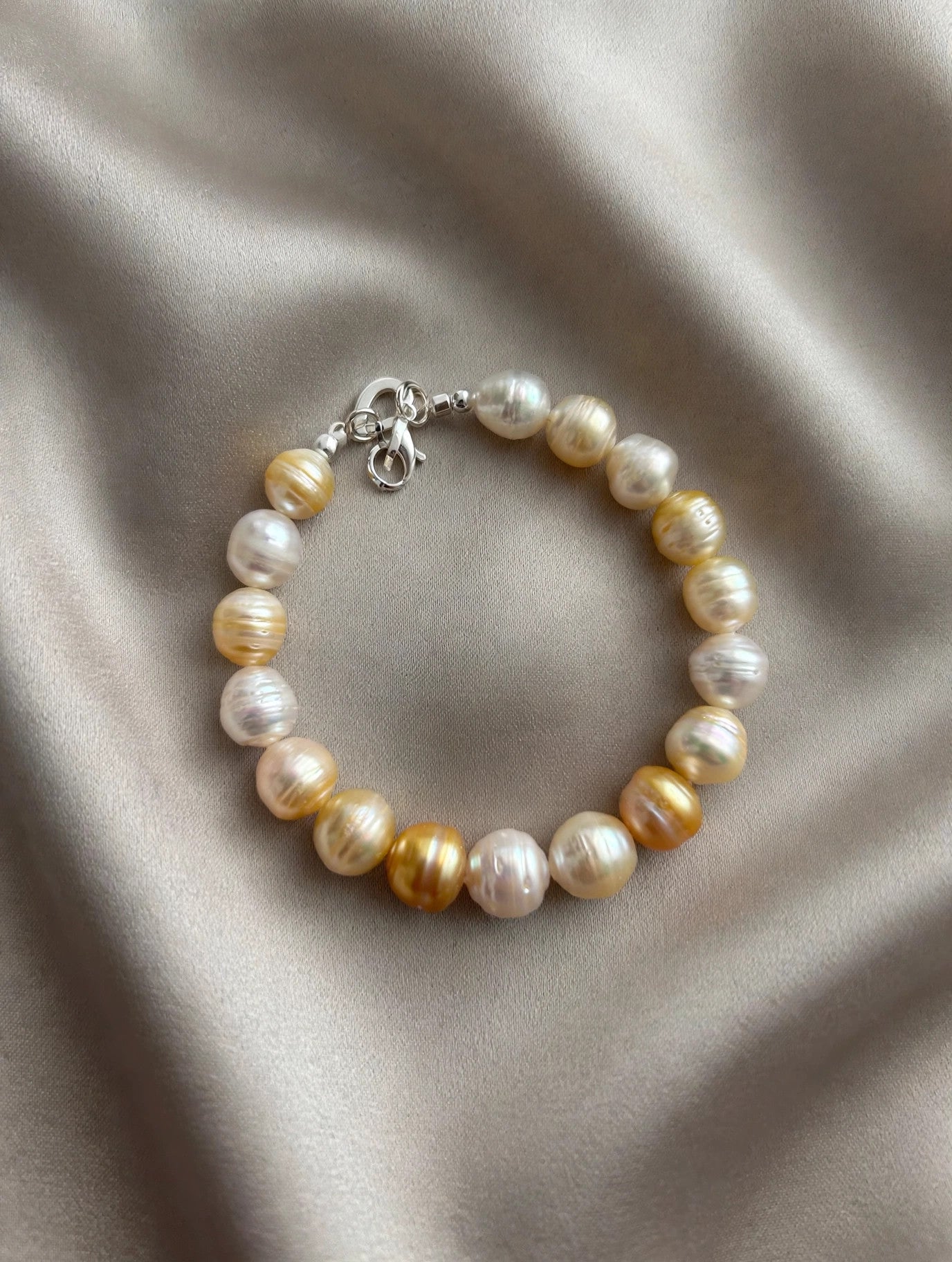 South Sea White & Golden Baroque Pearl Bracelet