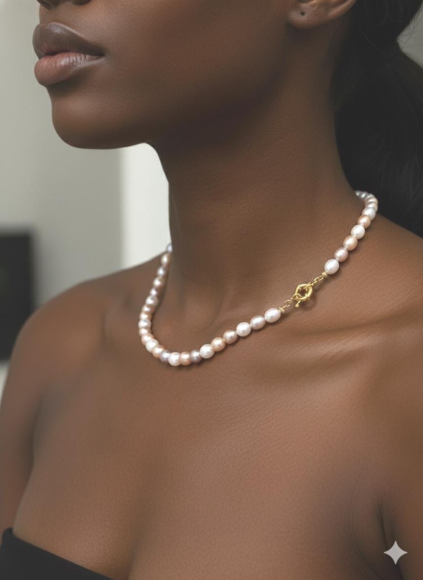 3-Way Multicolor Pearl Necklace – Front Clasp, 8mm Edison