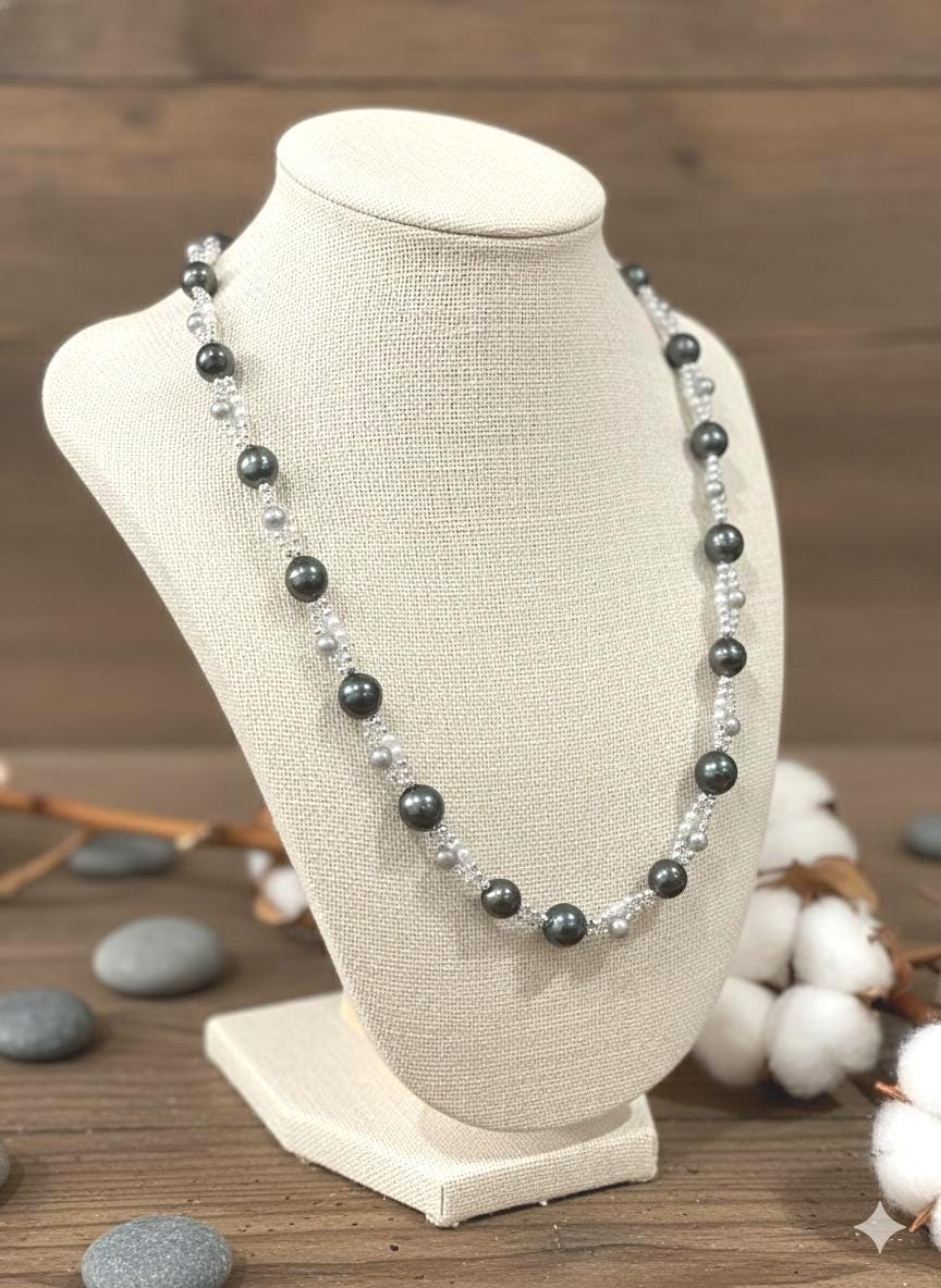 Tahitian Pearl Sweater Necklace & Bracelet Set — Extra Long, Sterling Silver