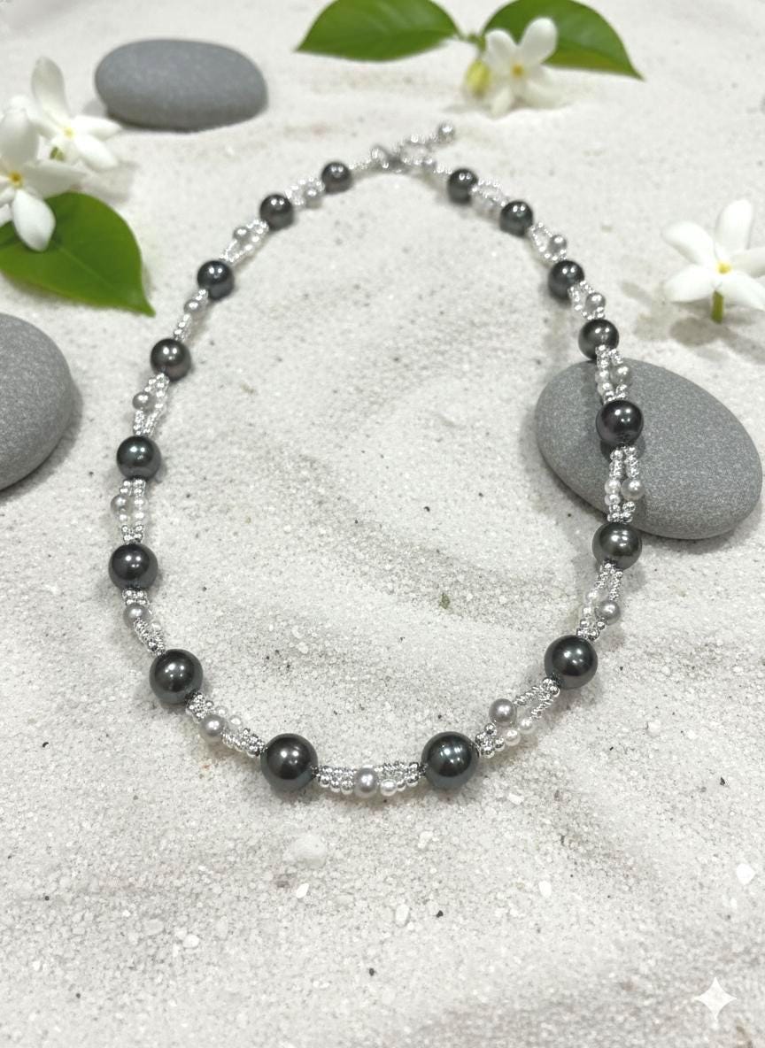 Tahitian Pearl Sweater Necklace & Bracelet Set — Extra Long, Sterling Silver