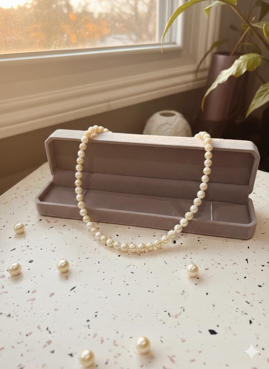 Golden Japanese Akoya Pearl Necklace – 7–8mm