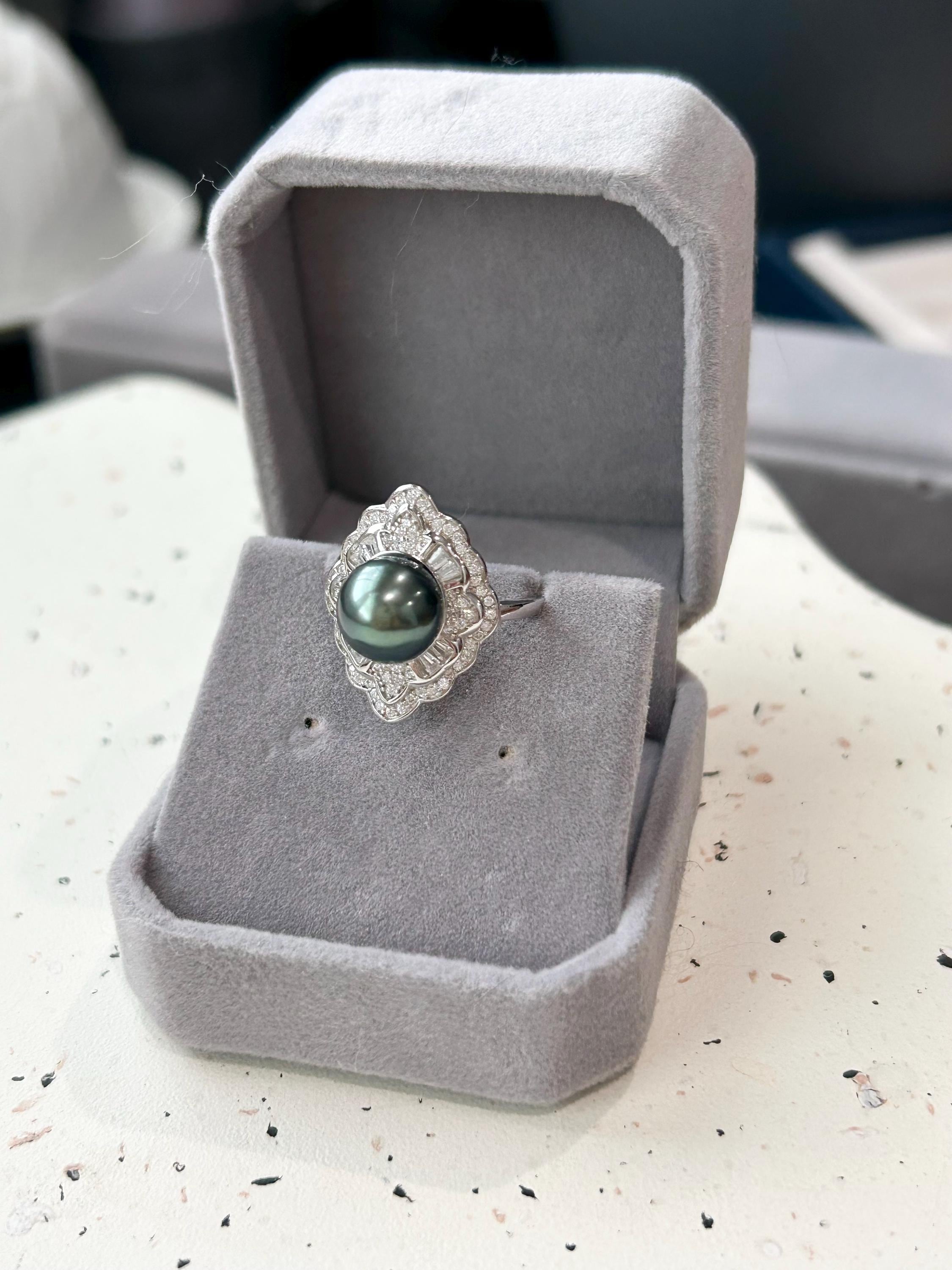 Tahitian Peacock Pearl Statement Ring – Sterling Silver, 9–10mm