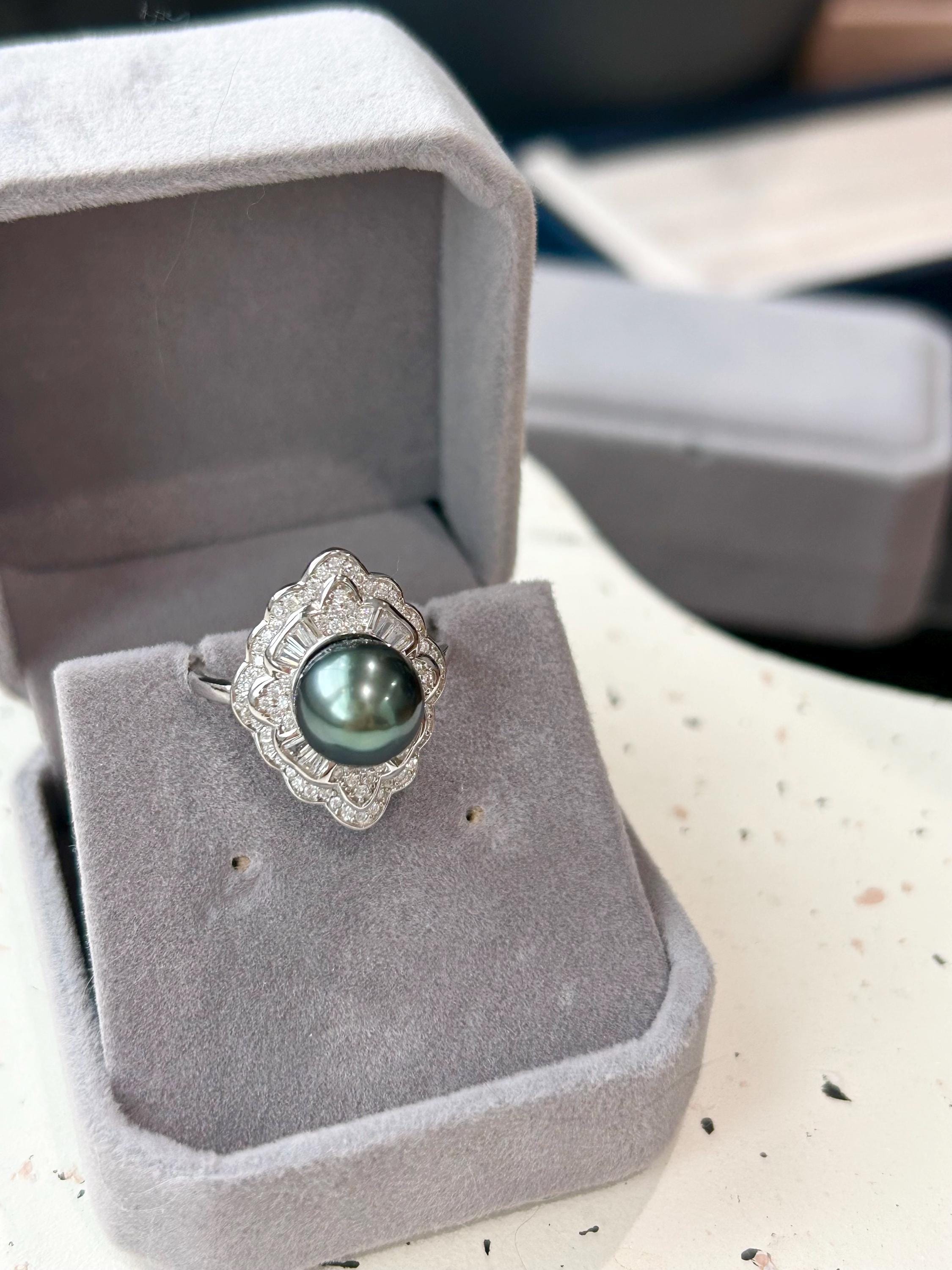 Tahitian Peacock Pearl Statement Ring – Sterling Silver, 9–10mm