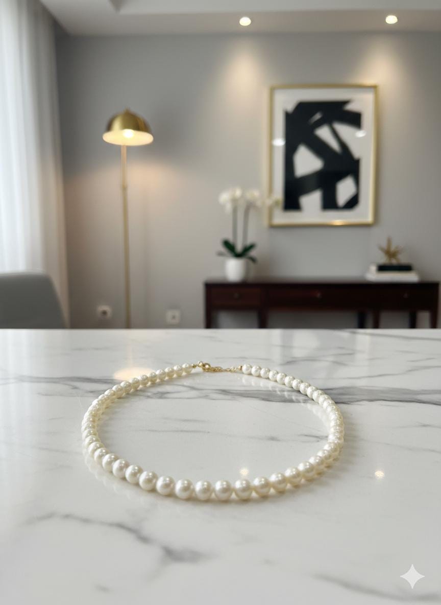 Golden Japanese Akoya Pearl Necklace – 7–8mm