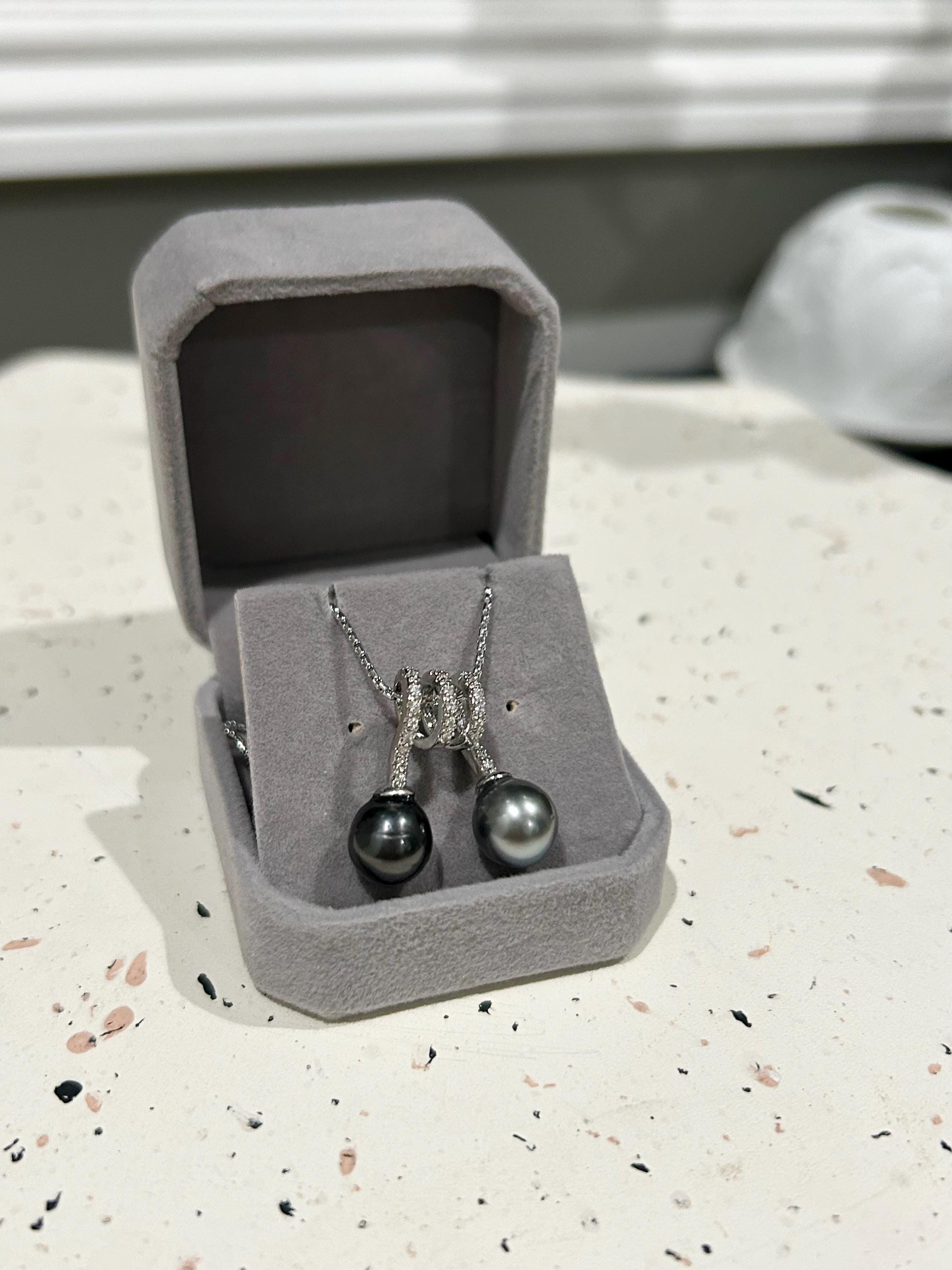Dual Tahitian Pearl Pendant Necklace — Peacock & Platinum