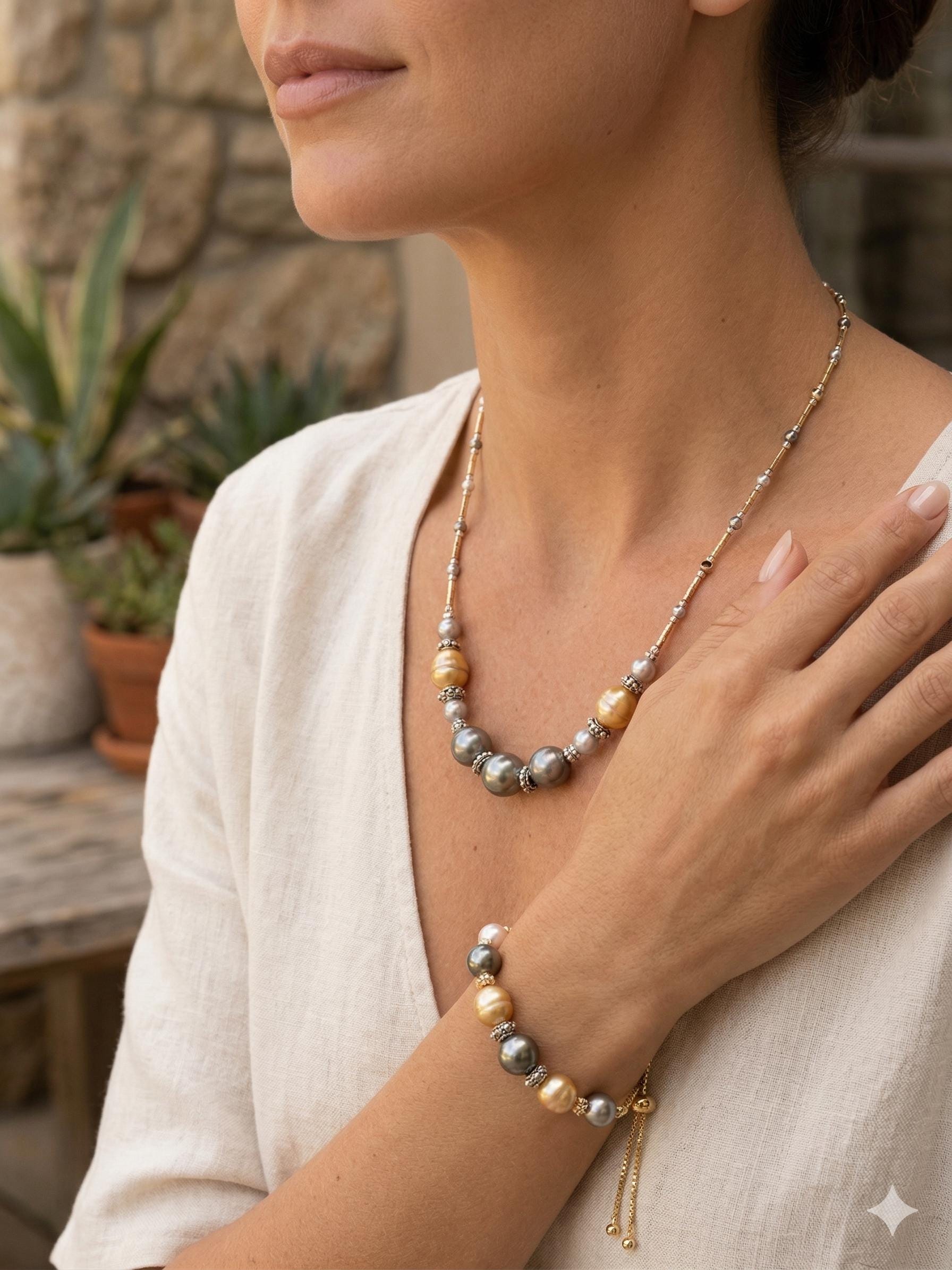 Iridescent Multicolor Baroque Pearl Necklace — Tahitian, South Sea & Akoya