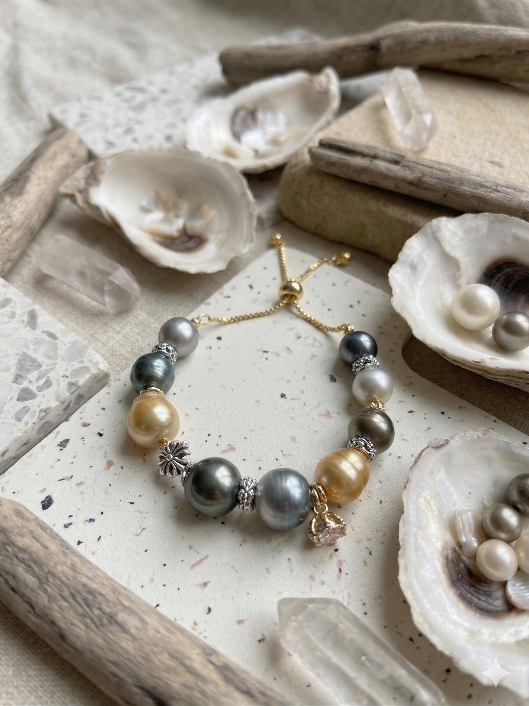 Iridescent Multicolor Baroque Pearl Necklace — Tahitian, South Sea & Akoya