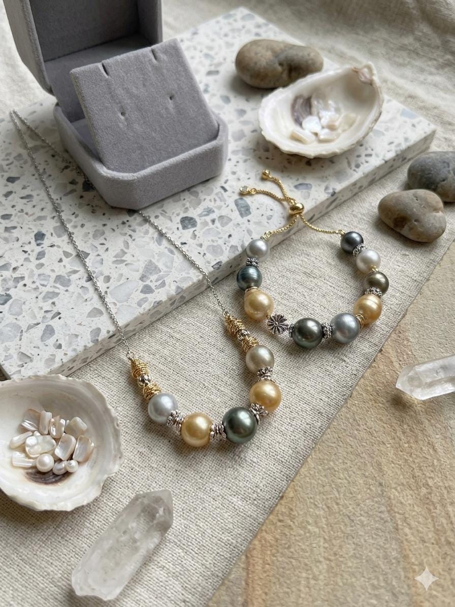 Iridescent Multicolor Baroque Pearl Necklace — Tahitian, South Sea & Akoya