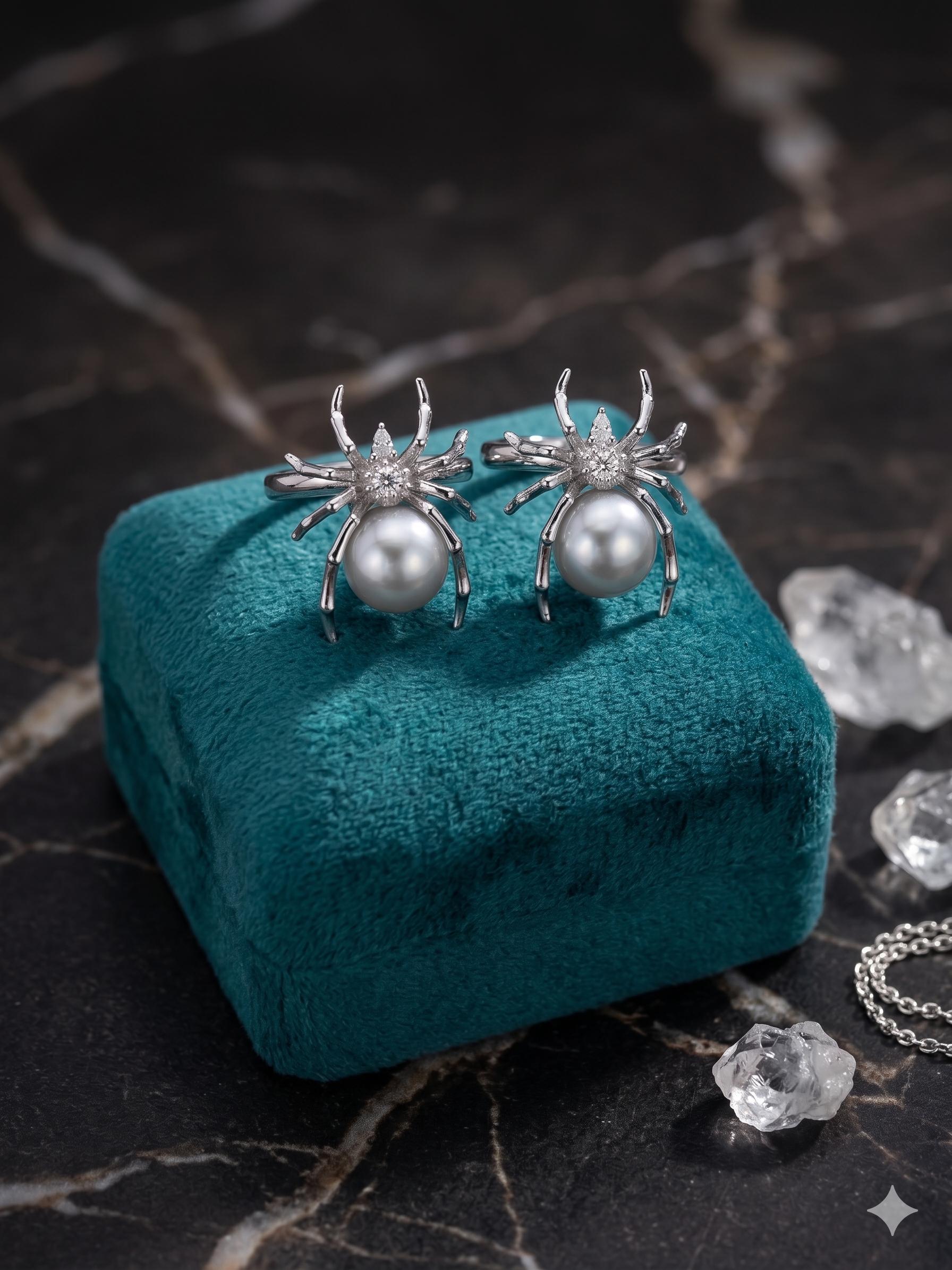 South Sea Pearl Spider Ring – Golden or White, 10–12mm