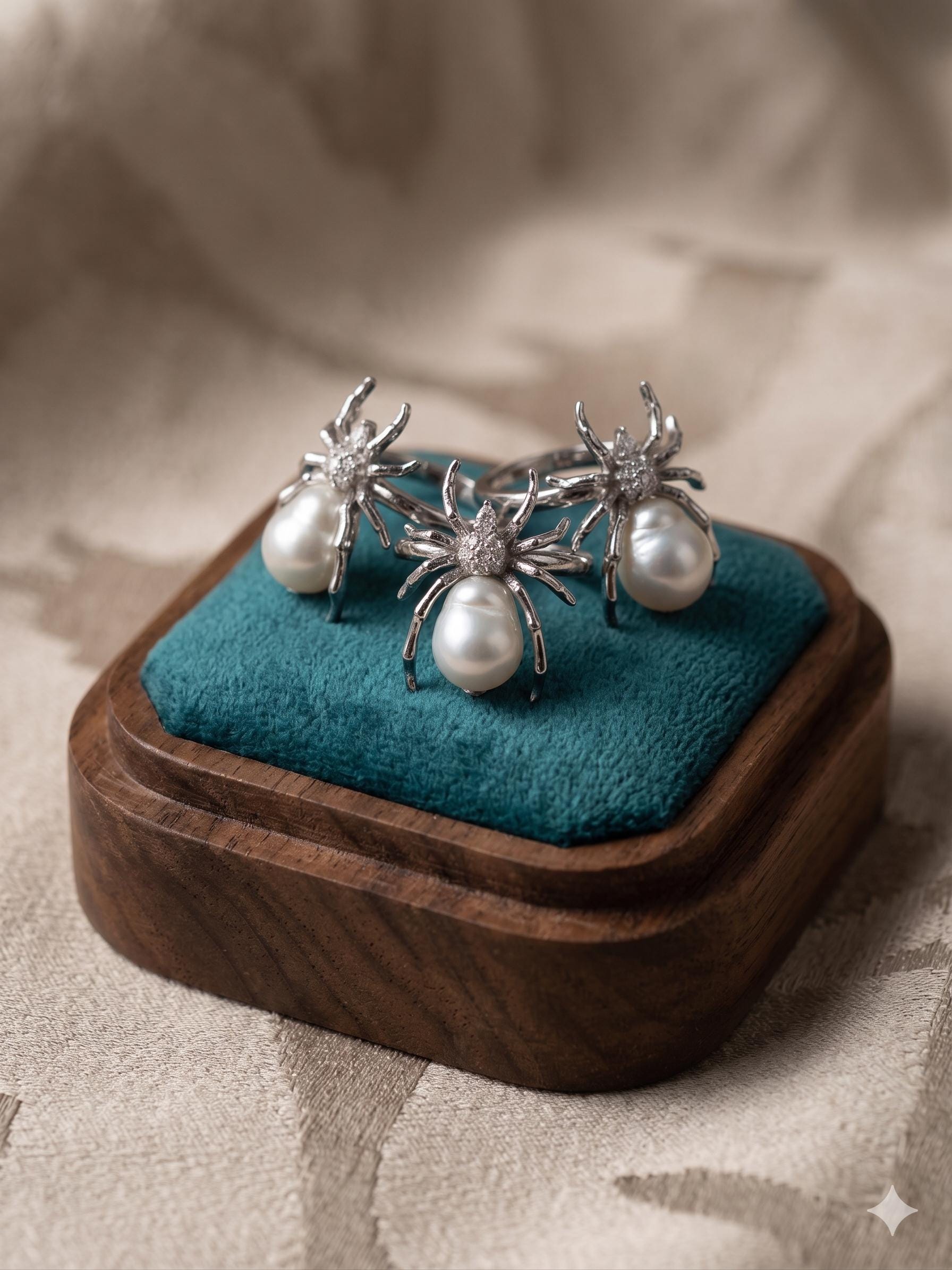South Sea Pearl Spider Ring – Golden or White, 10–12mm