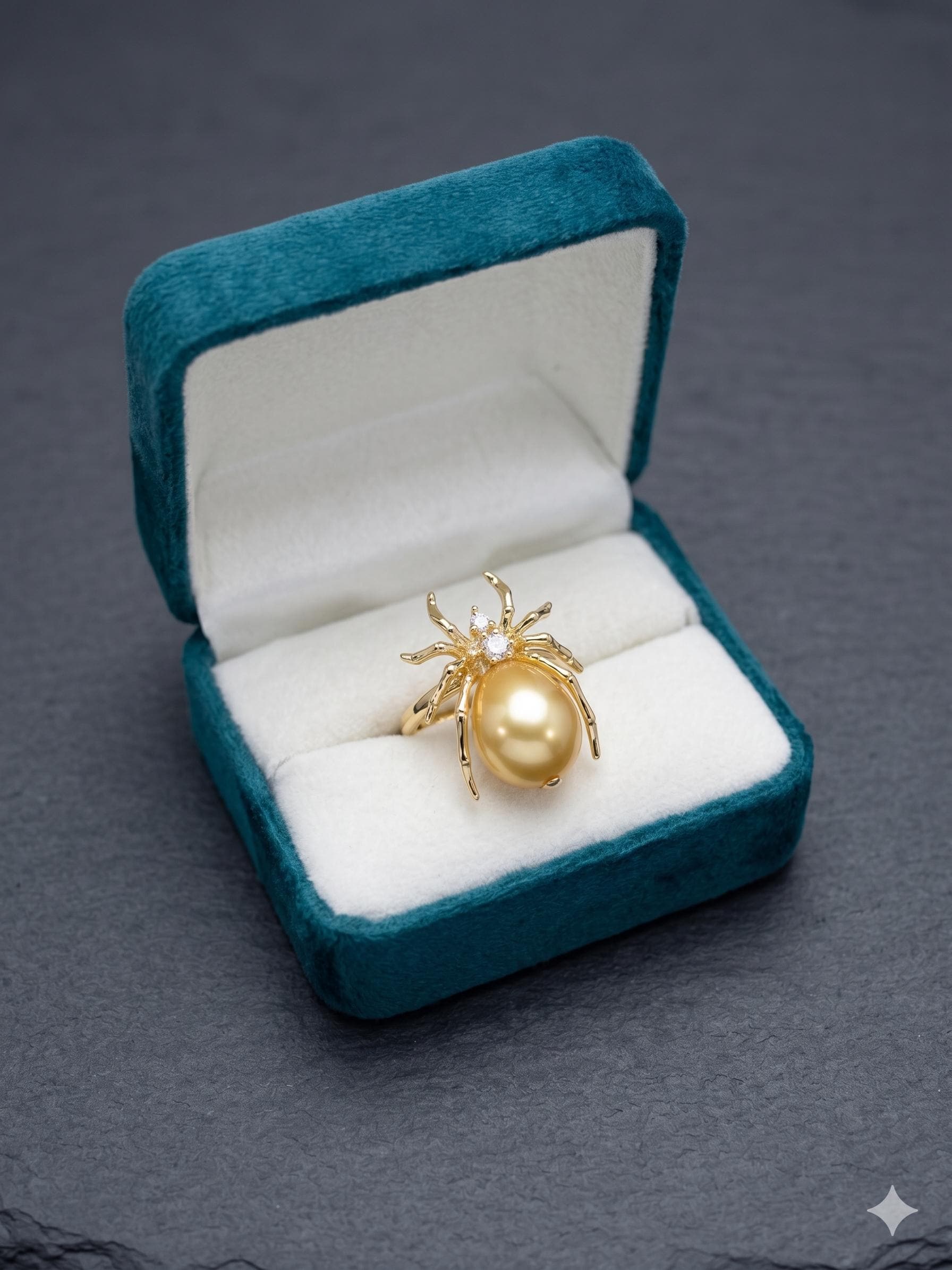 South Sea Pearl Spider Ring – Golden or White, 10–12mm