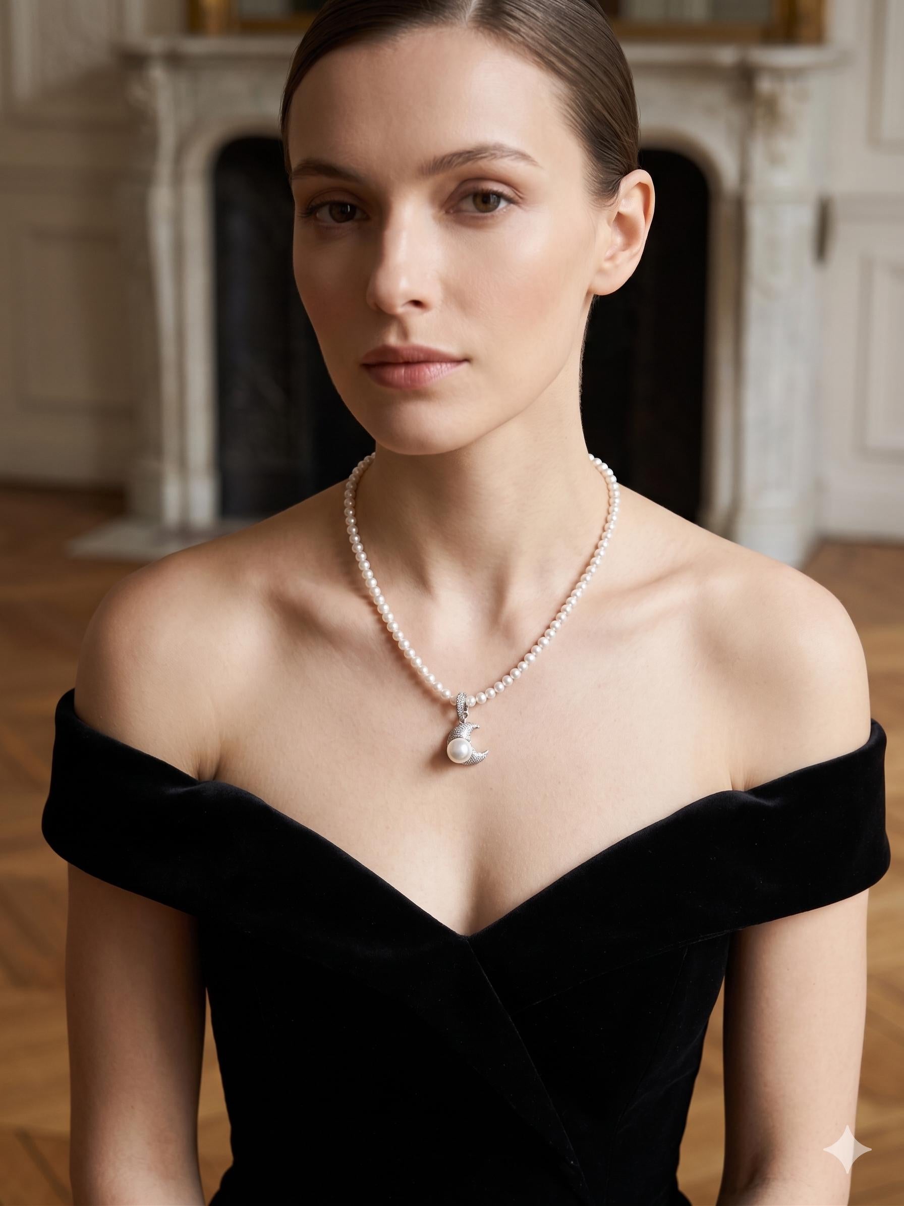 South Sea Pearl Croissant Pendant Necklace – 10–11mm