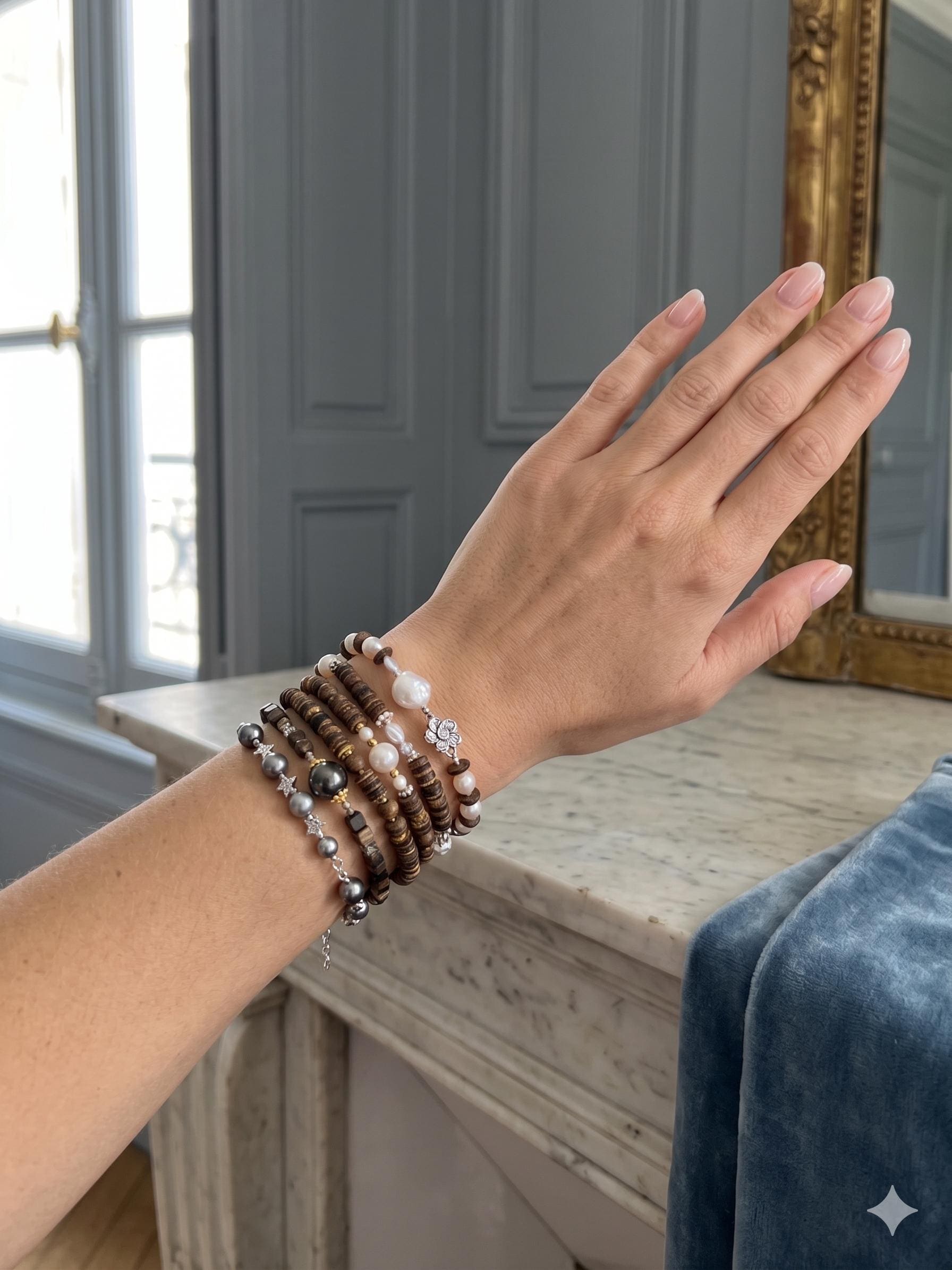 Convertible Pearl Agarwood Necklace Bracelet – 10–12mm
