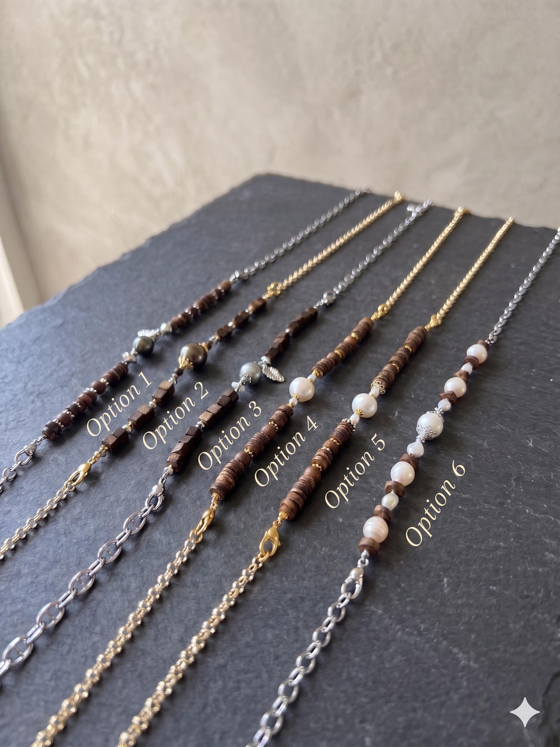 Convertible Pearl Agarwood Necklace Bracelet – 10–12mm