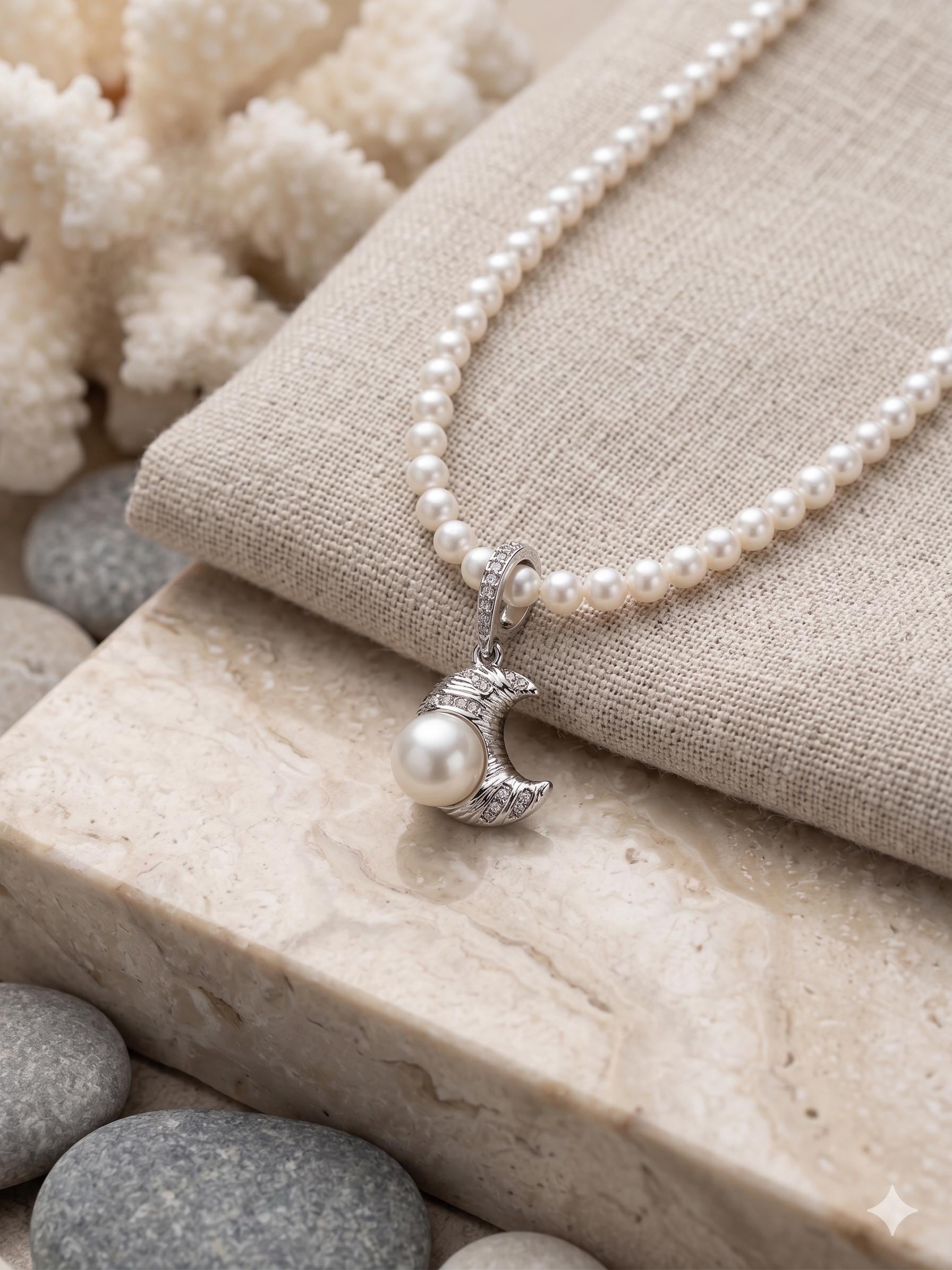 South Sea Pearl Croissant Pendant Necklace – 10–11mm