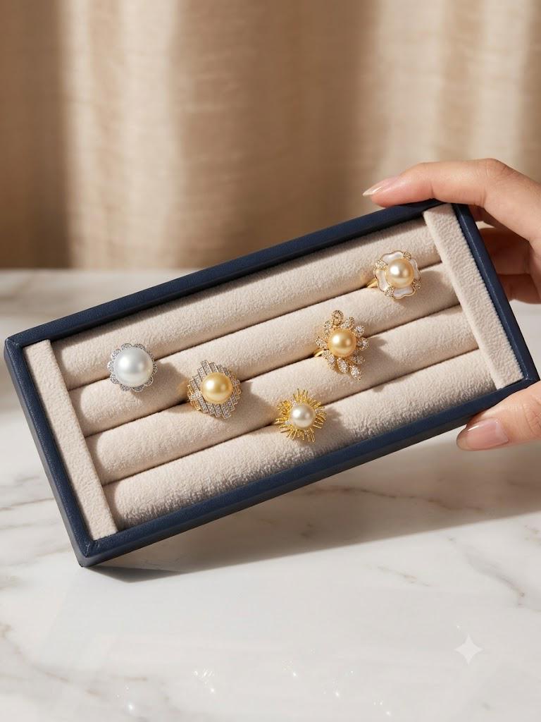 South Sea Pearl Ring – White or Golden, Adjustable