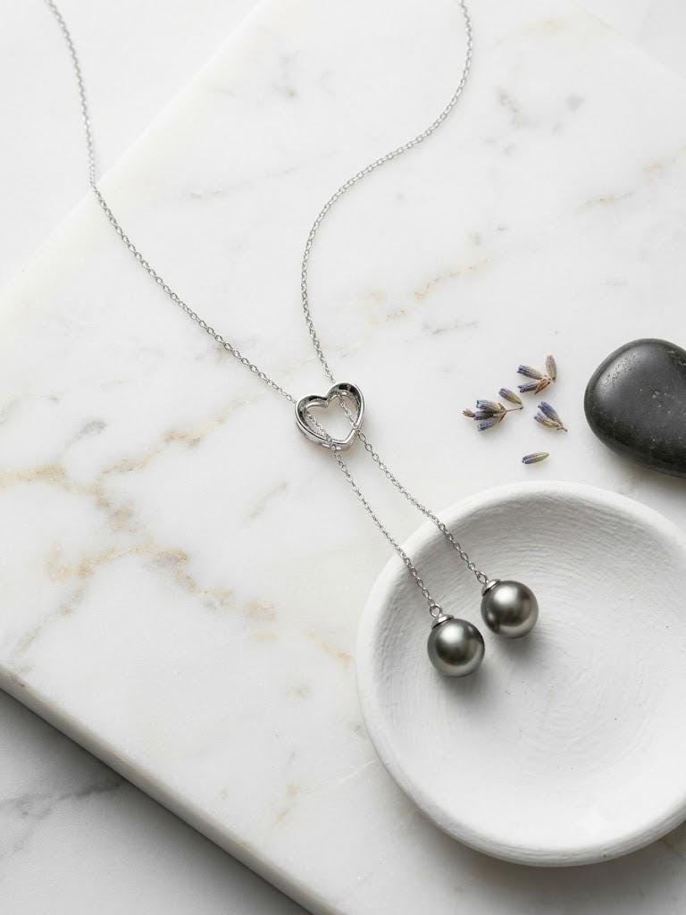 Tahitian Double Pearl Necklace – Pistachio Y-Lariat, ~10mm