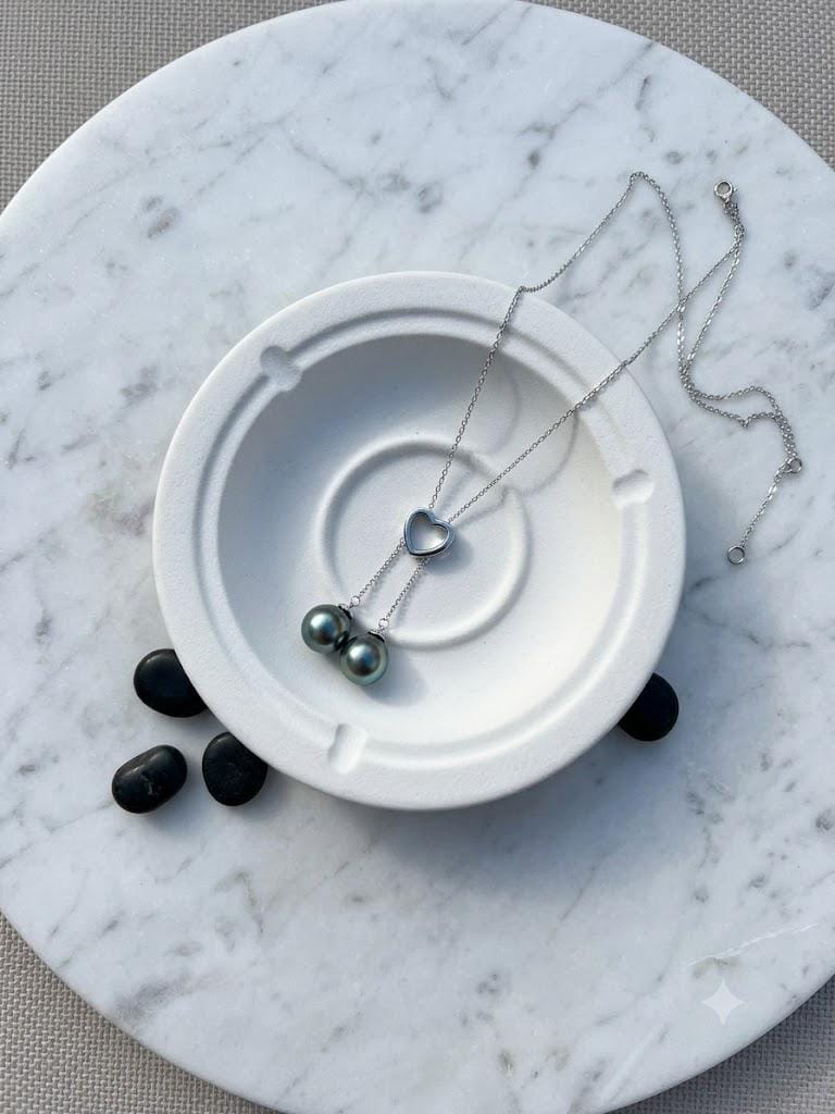Tahitian Double Pearl Necklace – Pistachio Y-Lariat, ~10mm