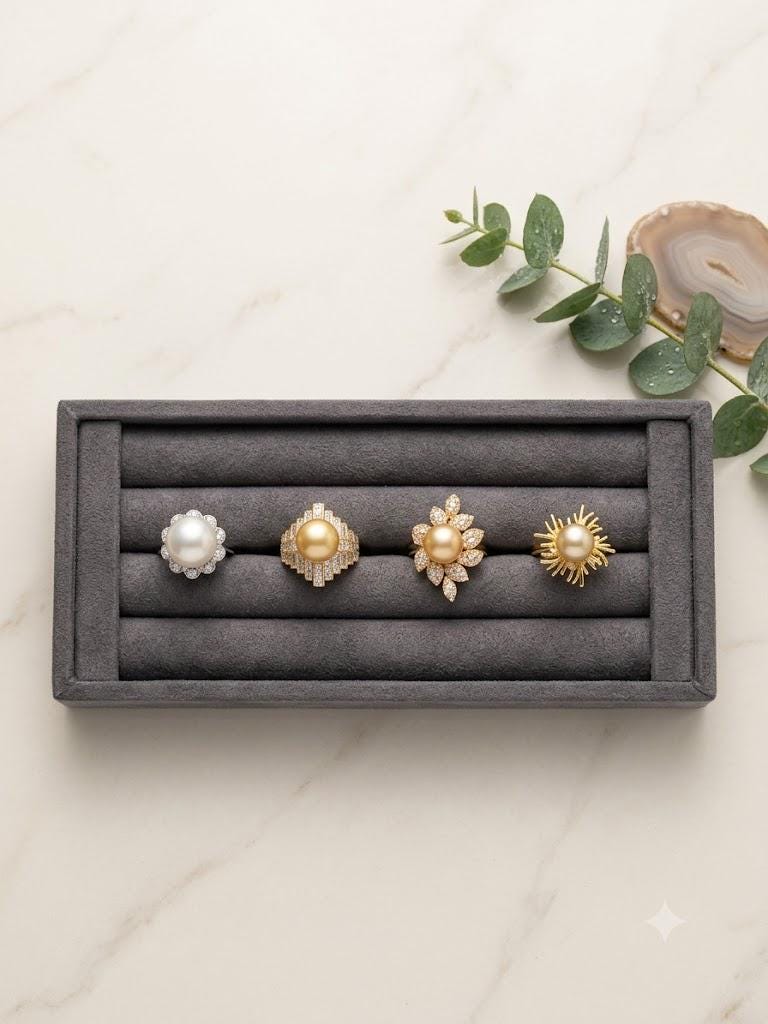 South Sea Pearl Ring – White or Golden, Adjustable