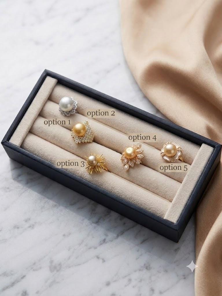 South Sea Pearl Ring – White or Golden, Adjustable