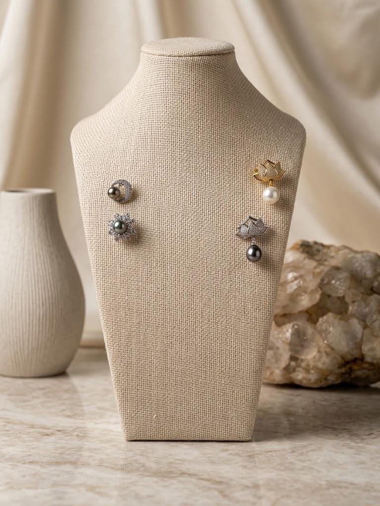 Convertible Pearl Brooch Pendant – Lotus, Moon or Sunburst