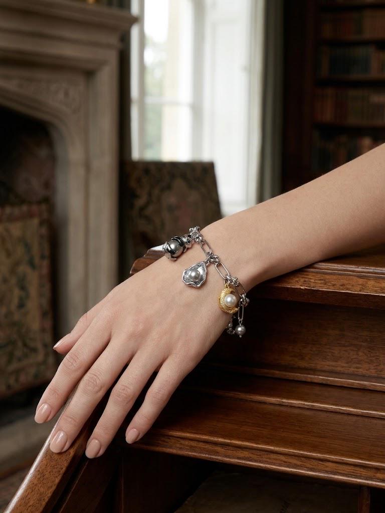 Custom Pearl Charm Bracelet – Stainless Steel, Interchangeable Charms