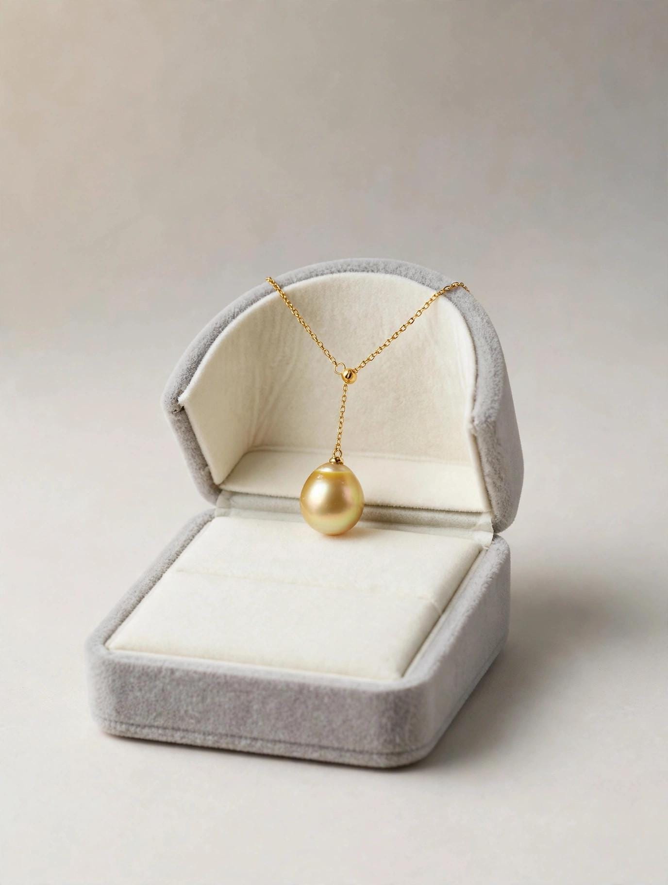 South Sea Golden Pearl Y-Lariat Necklace – 13–14mm, 14K Gold-Plated Silver