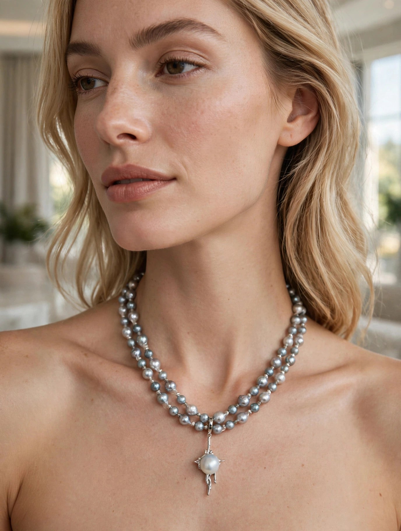 Extra-Long Multicolor Blue Akoya Pearl Necklace — 80cm Opera Strand, 3 Ways to Wear