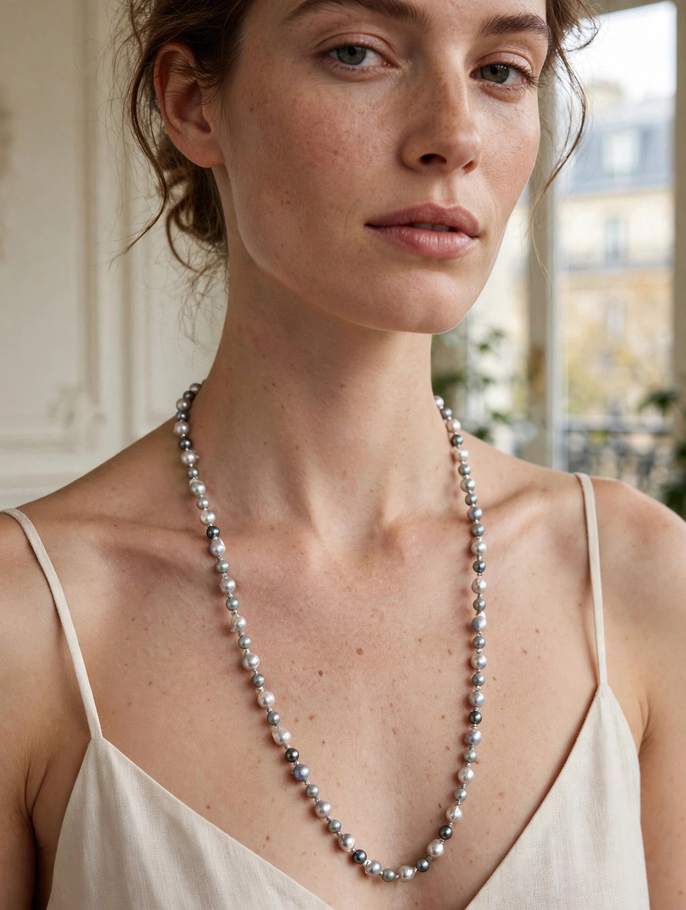 Extra-Long Multicolor Blue Akoya Pearl Necklace — 80cm Opera Strand, 3 Ways to Wear