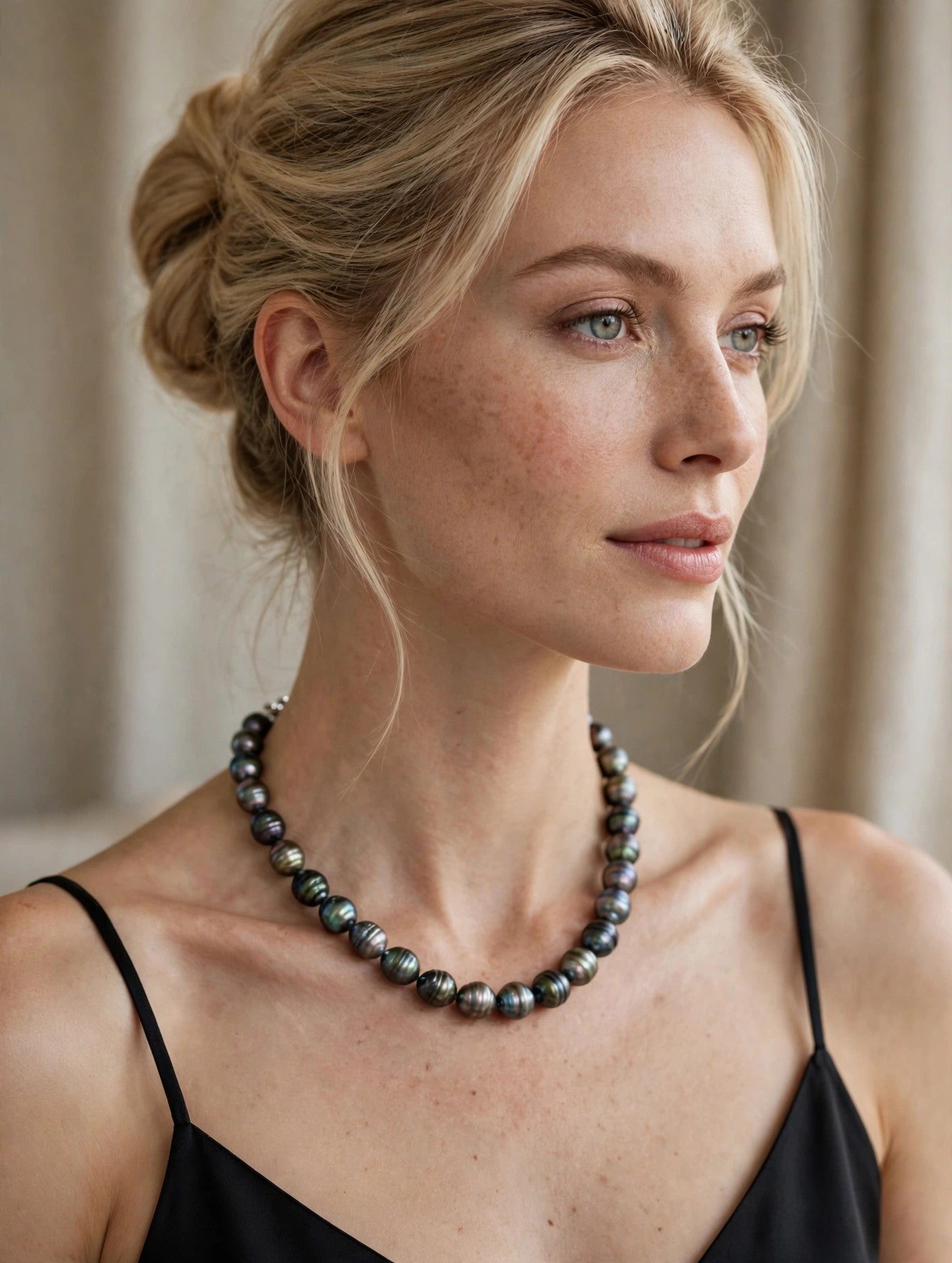 Finely Circled Tahitian Pearl Necklace — 8–11mm Graduated Peacock